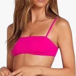 NWT Volcom Fuchsia Bikini Top Small Cropped Swim Top